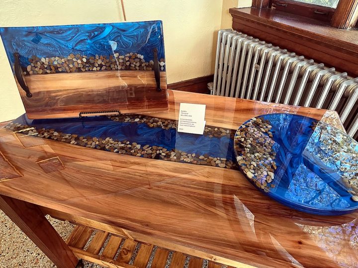A sculpture installation on display in a gallery space.