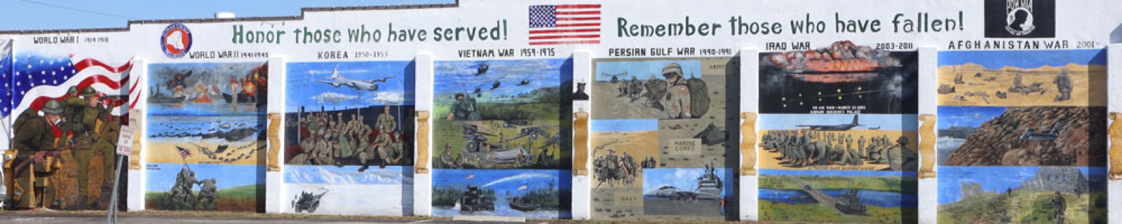 A community mural, painted collaboratively on an exterior wall.